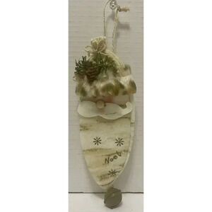 Santa Fabric Christmas Ornament 8" Holiday Vintage‎ Handmade Whimsy With Bell